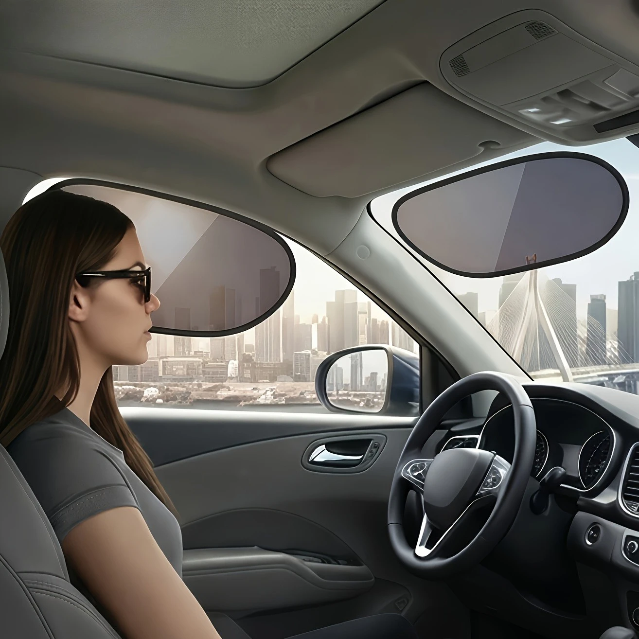 2pcs Car Sunshade, Anti-Glare & UV Protection, Blocks Sunlight Without Blocking Vision,Fit for Front/Rear/Side Windows & Sunroof image 2