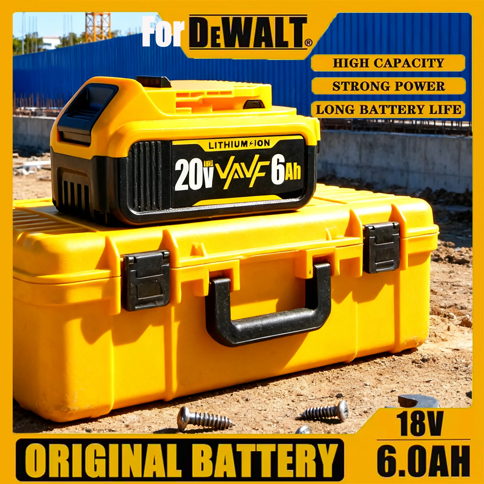 Original For Dewalt 18V DCB200 20V 6.0Ah Lithium Replacement Battery DCB184 DCB200 DCB182 DCB180 DCB
