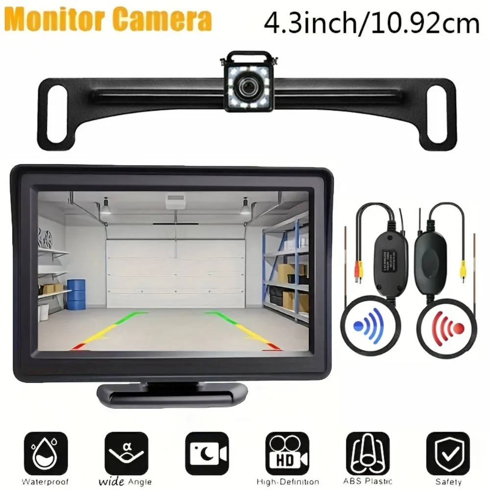 

QuuenDer Wireless Car Backup Camera, 4.3'' Rear View Monitor With Night Vision Camera Kit For Car Pickup Truck Minivan