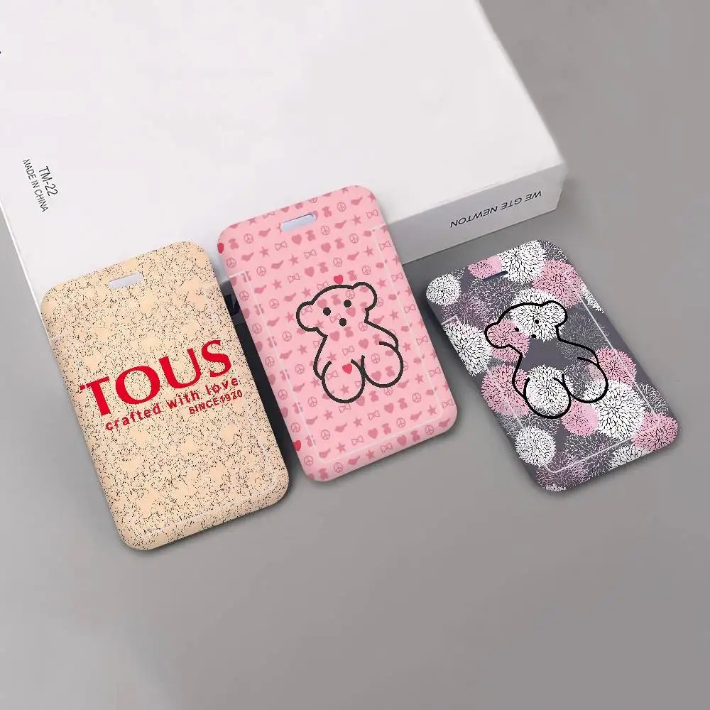 Cute T-TOUSes Bear Vintage Badge Holder Lanyards Keychain Women New Cartoon Card Holders Neck Straps Student Credential for Gift
