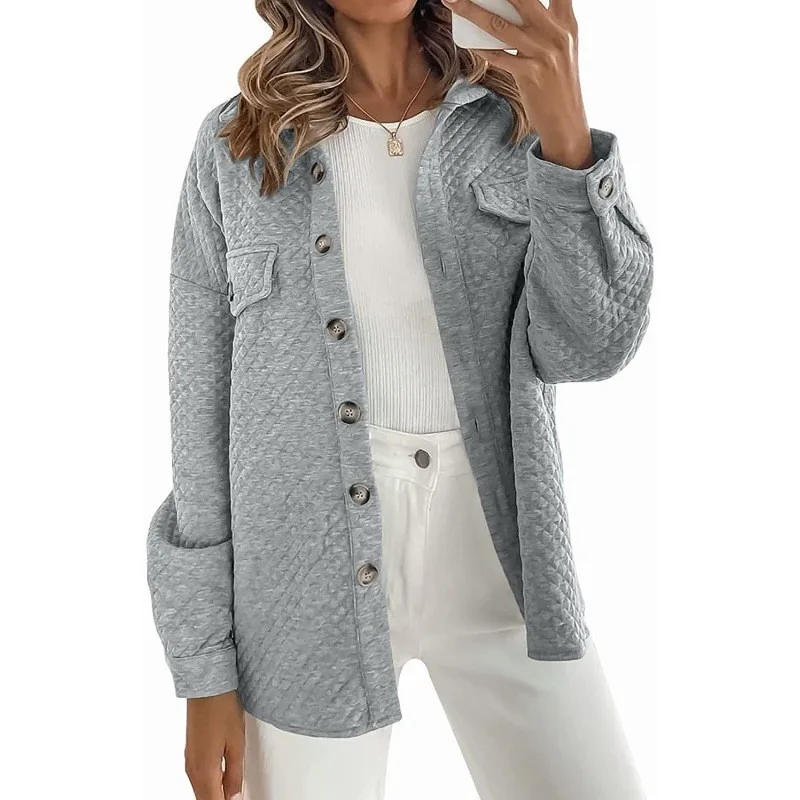 Autumn Winter Ladies Casual Lightweight Diamond ket  Color Jaet Coat Korean Sle Commute Polyester Fiber High Waist