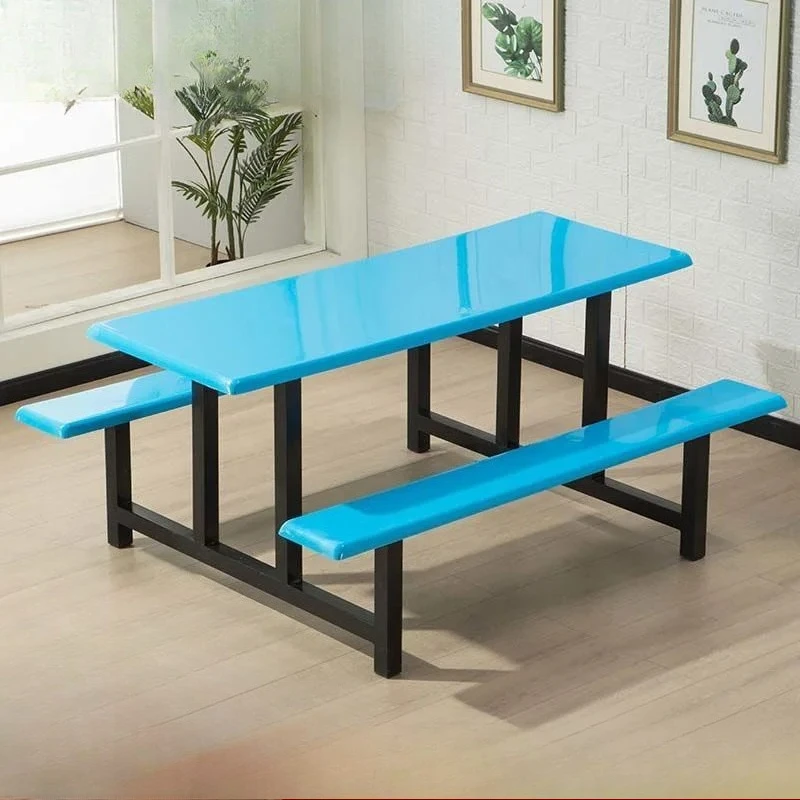 Student canteen dining table and chairs Staff dining room 4 people 6 people 8 people Stainless steel dining table Snack bar Siam