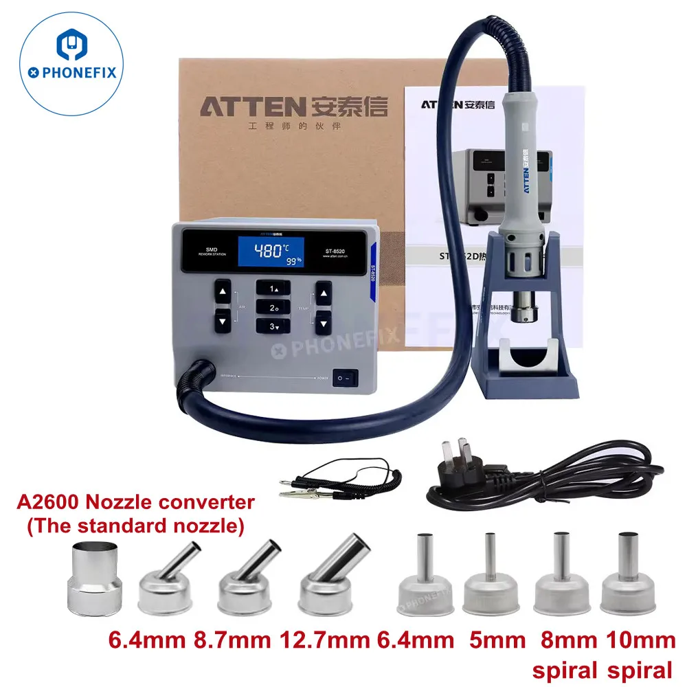 ATTEN ST-862D 1000W Intelligent Hot Air Gun Desoldering Station Digital Display BGA Rework Station Mobile Phone IC Chip Repair