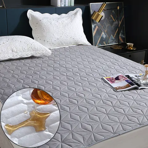 Vattentät madrassöverdrag med resårband, vadderat skyddsdyna, överkast, vintermadrassöverdrag för enkel-/dubbelsäng 140/160 8 best sales sängunderlägg - №4