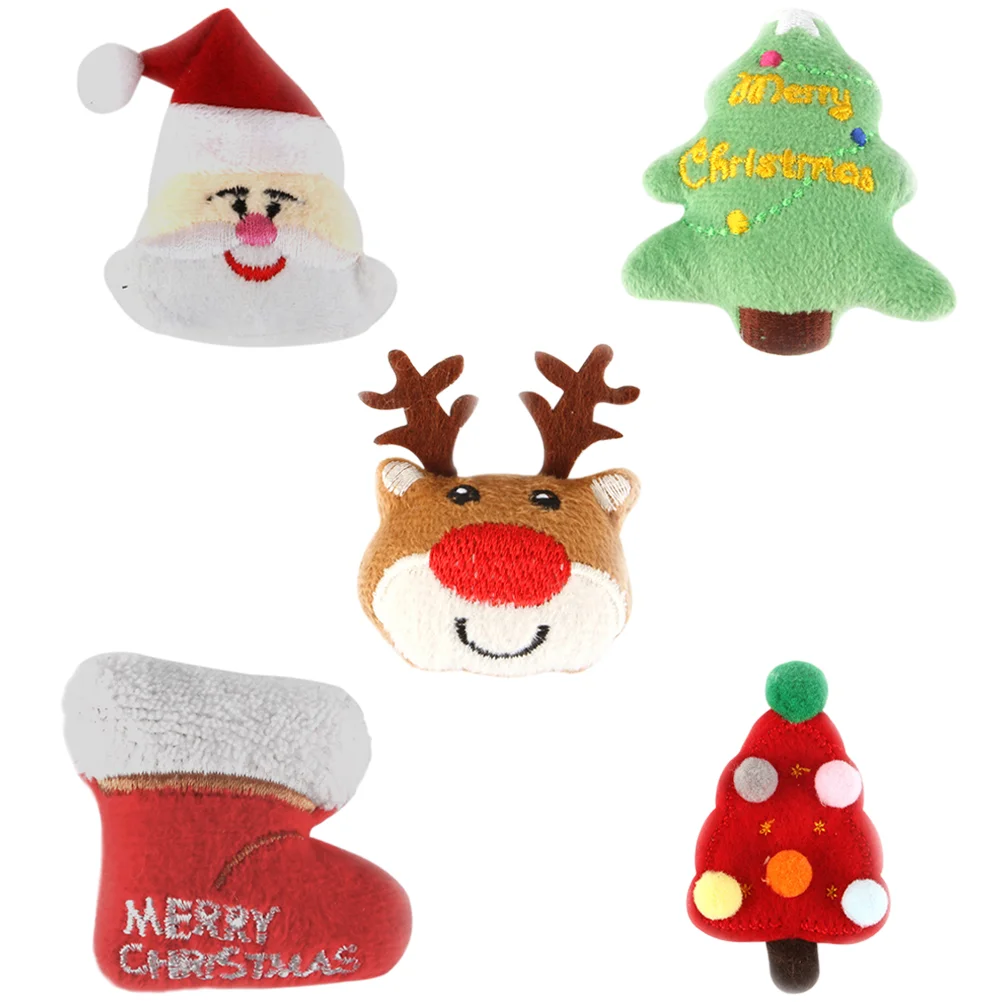 

5 Pcs Indoor Cat Pet Christmas Plush Toy Elk Tree Relieve Boredom and Teething Supplies Toys Treat Cotton