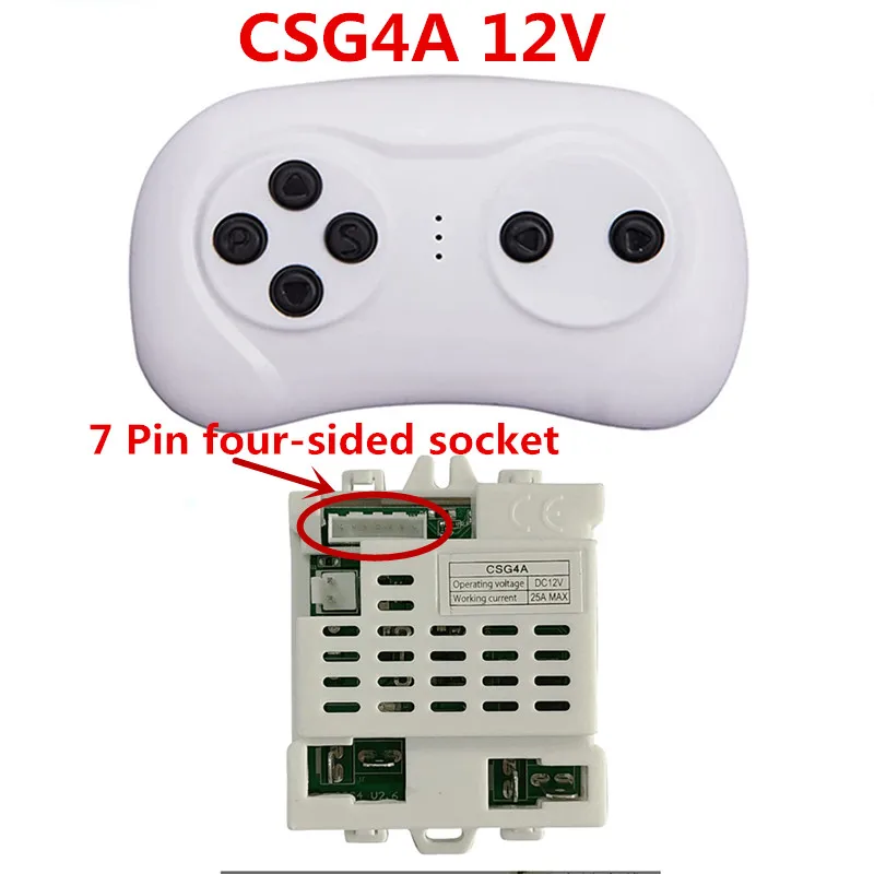 CSG4A 7P One-sided Socket 12V Kids Powered Ride On Car Remote Control and Receiver for Children Electric Car Replacement Parts