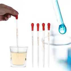 1/5pcs Rubber Head Glass Dropper Glass Pipette Lab Chemistry Dropper Pipet With Scale Line Red&Transparent