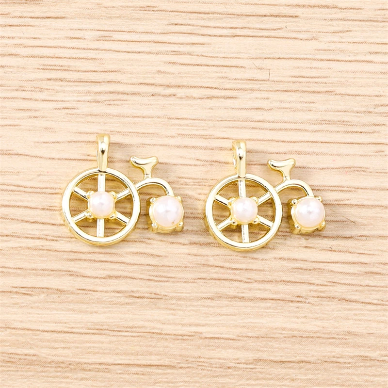 5 Stück 14x13mm Niedliche Kristall-Legierungs-Fahrrad-Anhänger für Schmuckherstellung, Halsketten, Ohrringe, Armbänder, DIY-Bastelzubehör – Detail 5