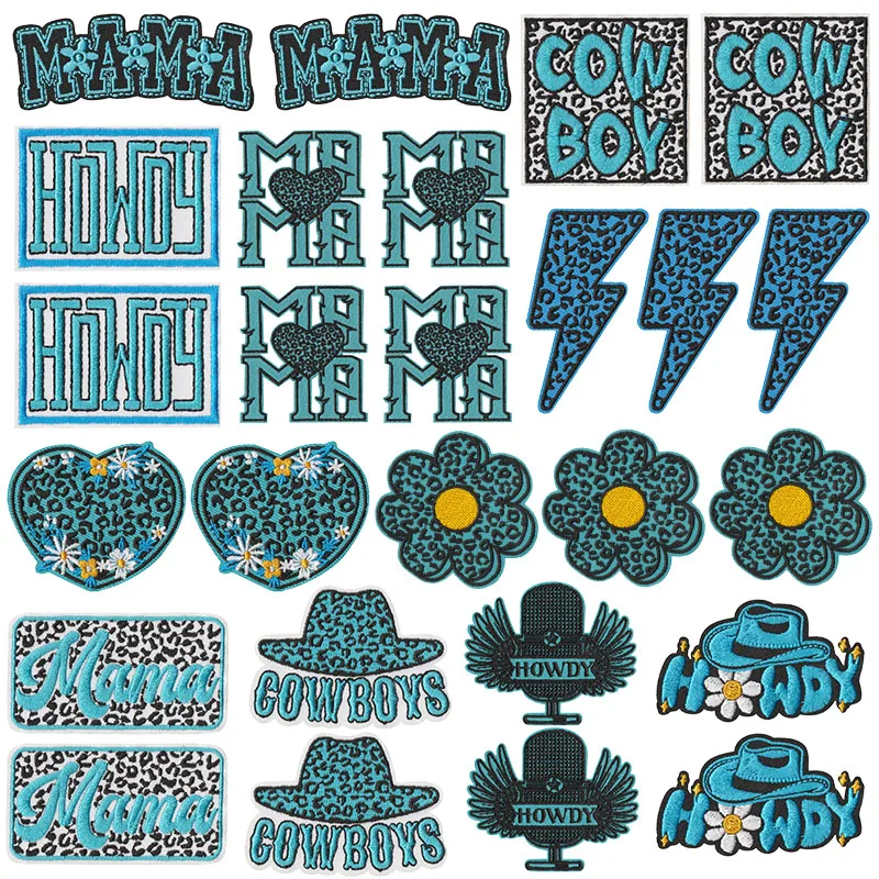 10 pcs/lot Art Western Cowboy Head Applique Iron On Patches For Clothing Thermoadhesiv Patches DIY Sew Hunter Embroidery Patch