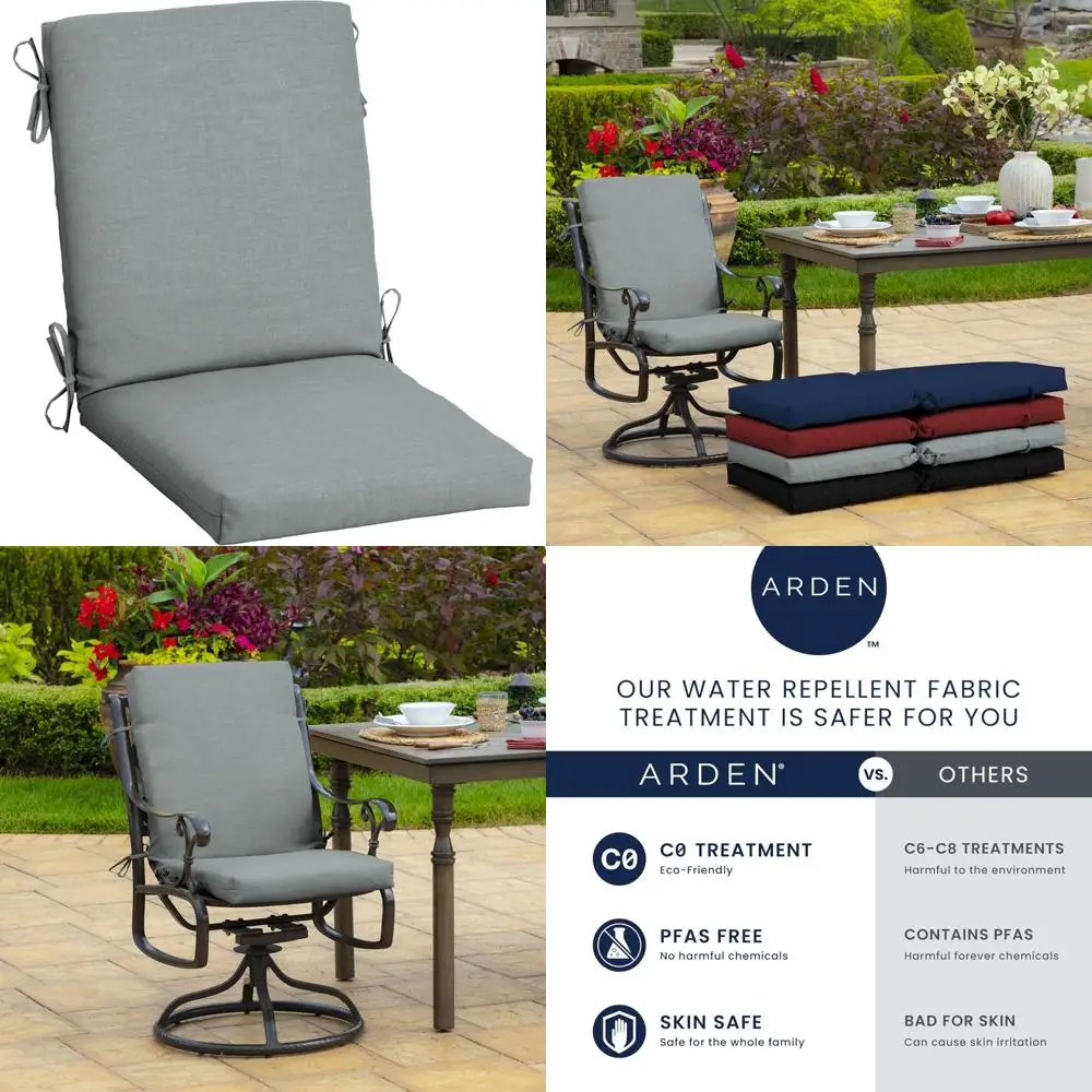 

Прочная подушка для обеденного стула на открытом воздухе, 20x20 дюймов, водонепроницаемая и с защитой от ультрафиолета для патио и обеденных зон.