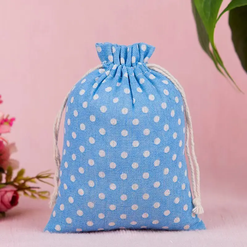 100pcs/lot 10*14 13*18 15*20cm Drawstring Cotton Linen Fabric Bags Cute Plant Print Pouches Cosmetic Jewelry Gift Packaging Bag