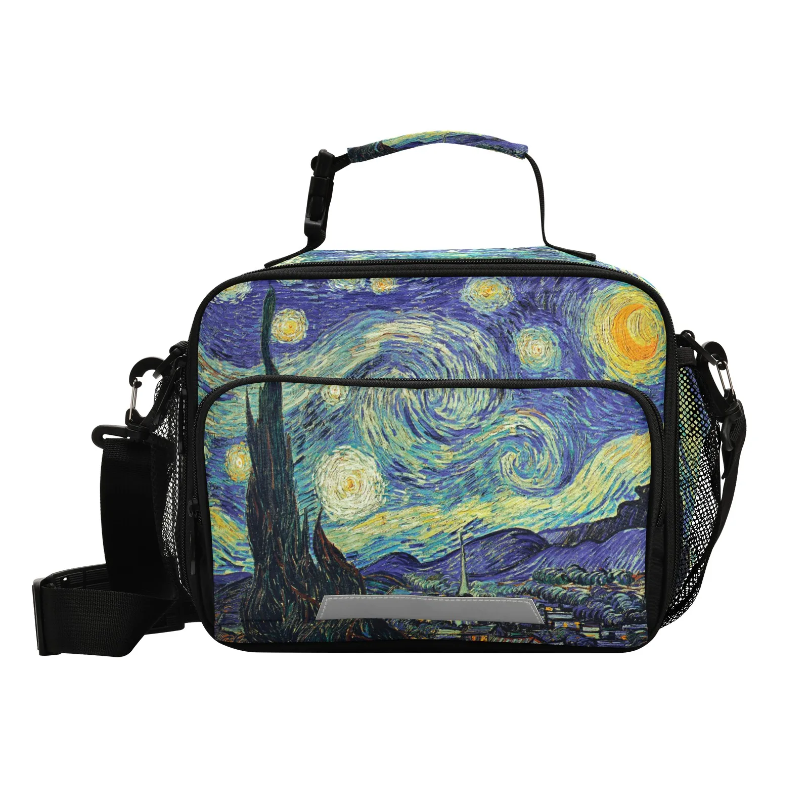 Starry Night Lunch Bag With Shoulder Strap Portable Insulated Cooler Bag Tote Food Container Fresh Storage Picnic Bag For Adults