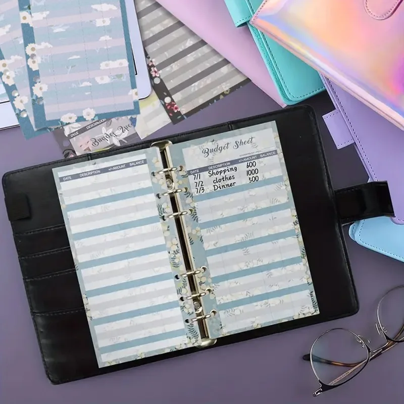 12pcs Budget Card A6 Binder Inserts Refillable Lined Paper For Cash Envelope System,Coupon Organizer Financial Planner