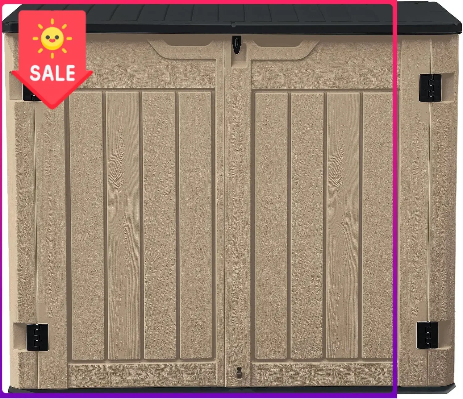 USA Stock 35 Cuft Outdoor Horizontal Storage, Waterproof Resin Storage Shed With Floor And Multiple Accesses For Garden Tools, E