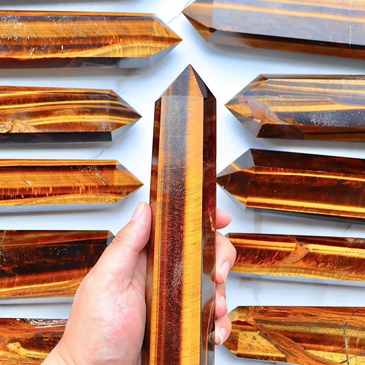 Natural Yellow Tiger Eye Crystal Wand Tower, Healing Energy, Ore Mineral, Obelisk, Feng Shui Crafts, Home Decor Gifts