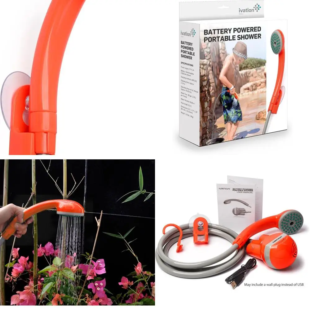 

Portable Rechargeable Camping Shower, Handheld Battery-Powered, Pumps Water for Gentle Outdoor Showers