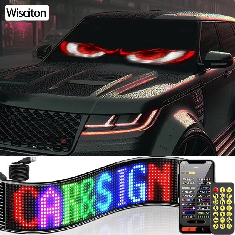 

Car windshield Truck Eyes RGB LED Matrix Pixel Panel RGB Car Graffiti Scrolling Text Animation Shop Reminder Light big truck