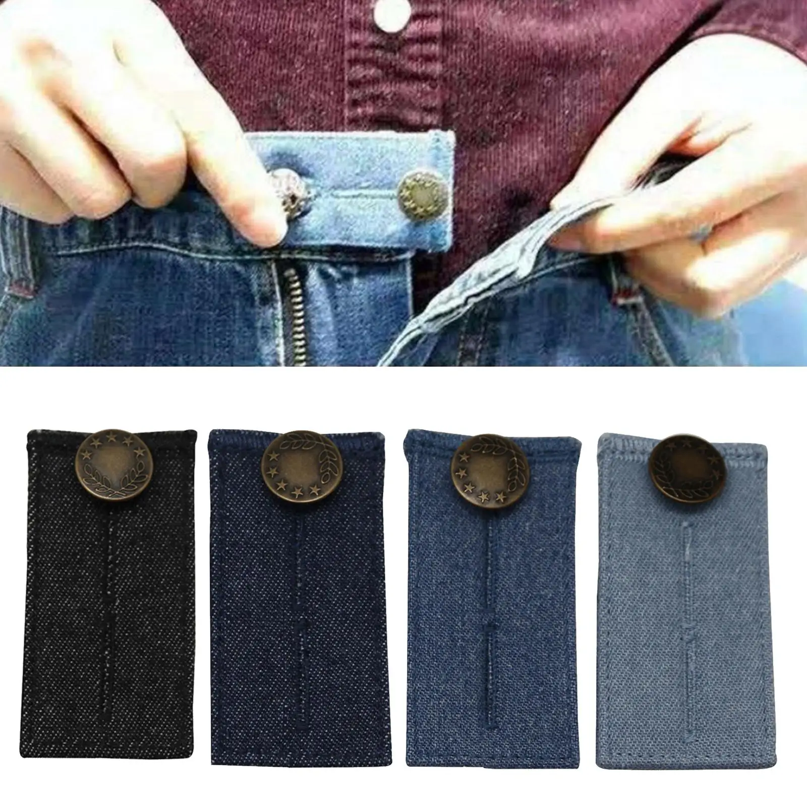 Elastic Waist Extenders for Men and Women, Adjustable Waistband Expanders, Jeans Pants Button Extender Set,