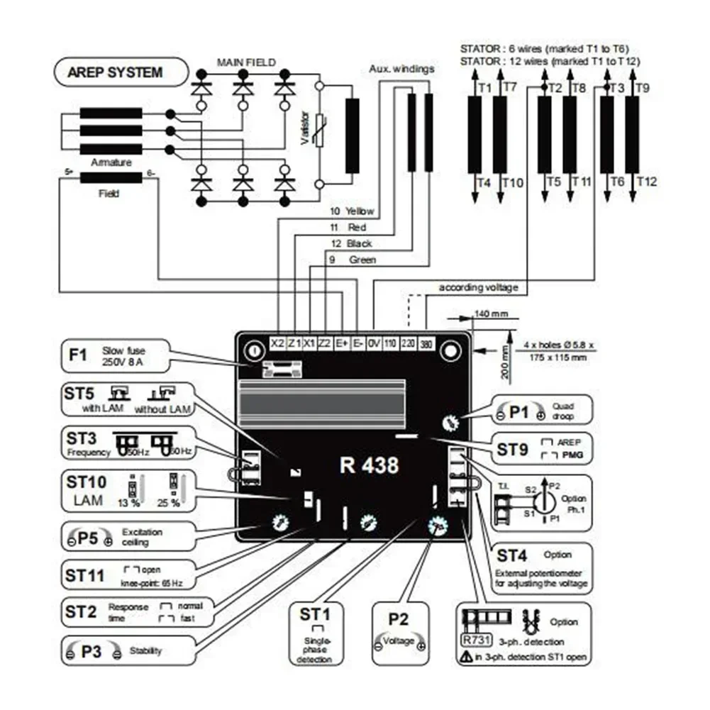 

AVR R438 Automatic Voltage Regulator For Leroy Somer Generator For AREP PMG Electrical Equipment Accessories