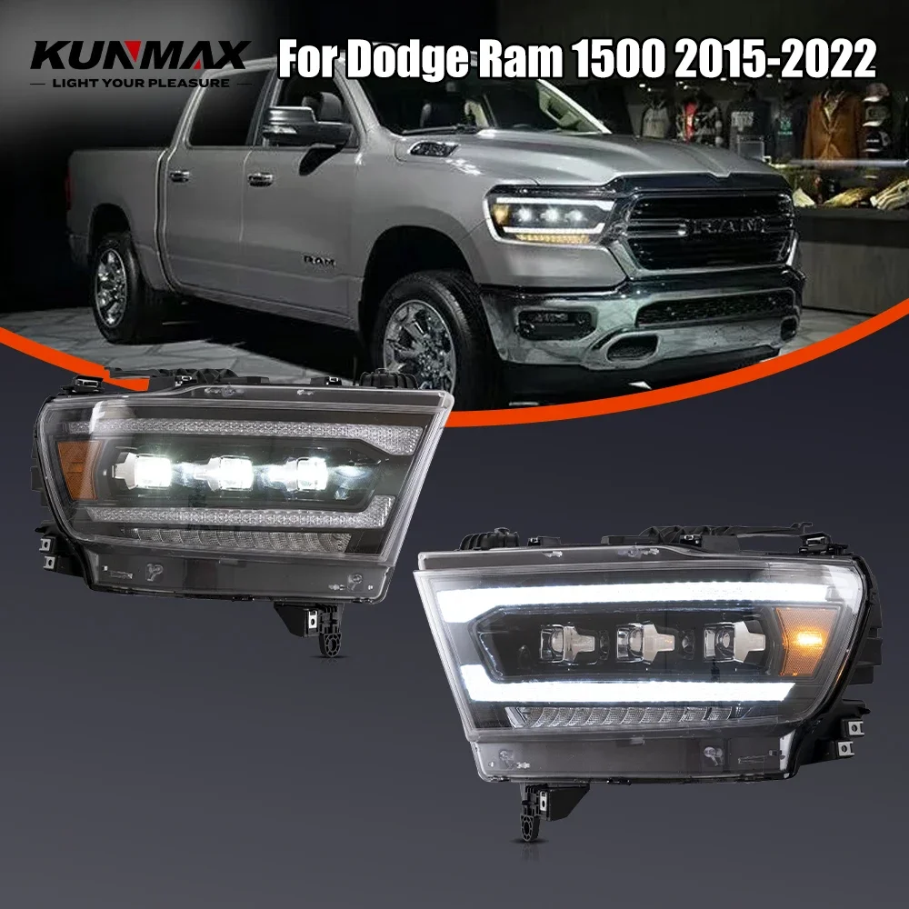 

Pair Of LED Car Headlight Assembly For Dodge Ram 1500 2015-2022 Front Head Lamp DRL Turning Signal Headlights Plug and Play