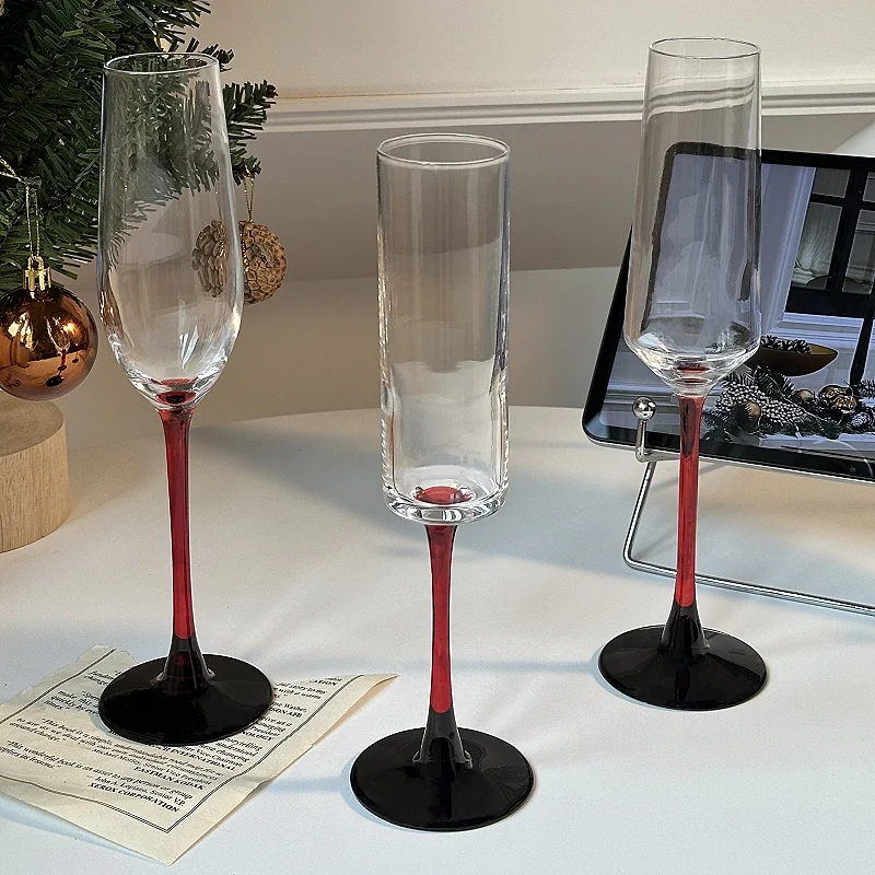 Mulled Wine Christmas Black Rod Champagne Glass Premium Sense Drunk Glass Red Wine Glass -
