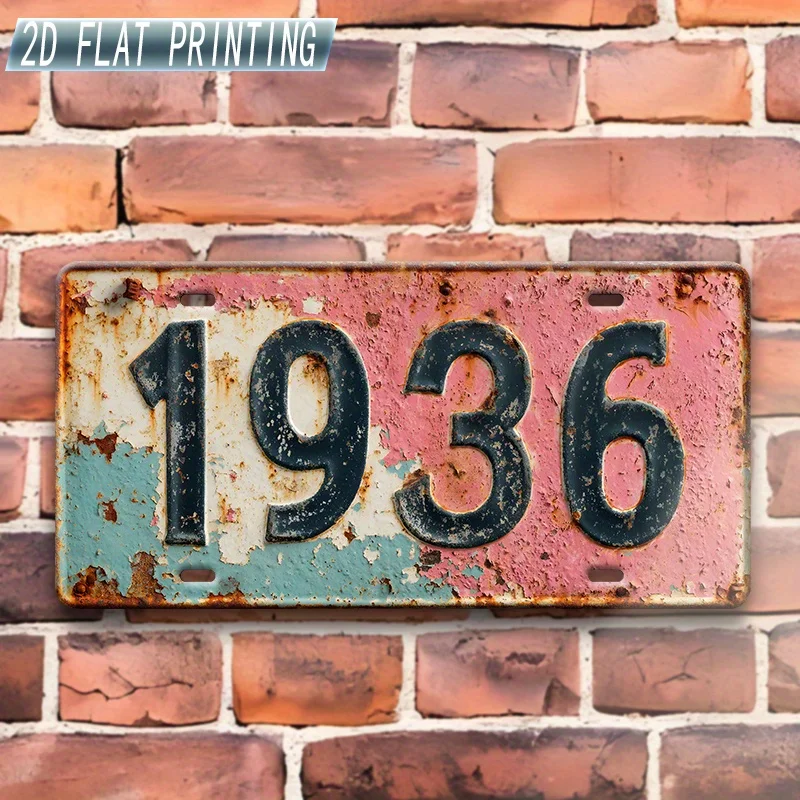 2D Flat - 1pc 2D Flat Vintage Aluminum Sign | 1936 Retro Home Decor, Vintage Wall Art, Engine Bay Decor, Classic Industrial Deco
