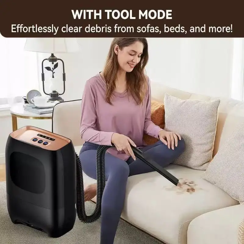 No contact vacuum automatic dustpan super fast powerful cleaning salon pet hair food dirt kitchen dust pot vacuum black