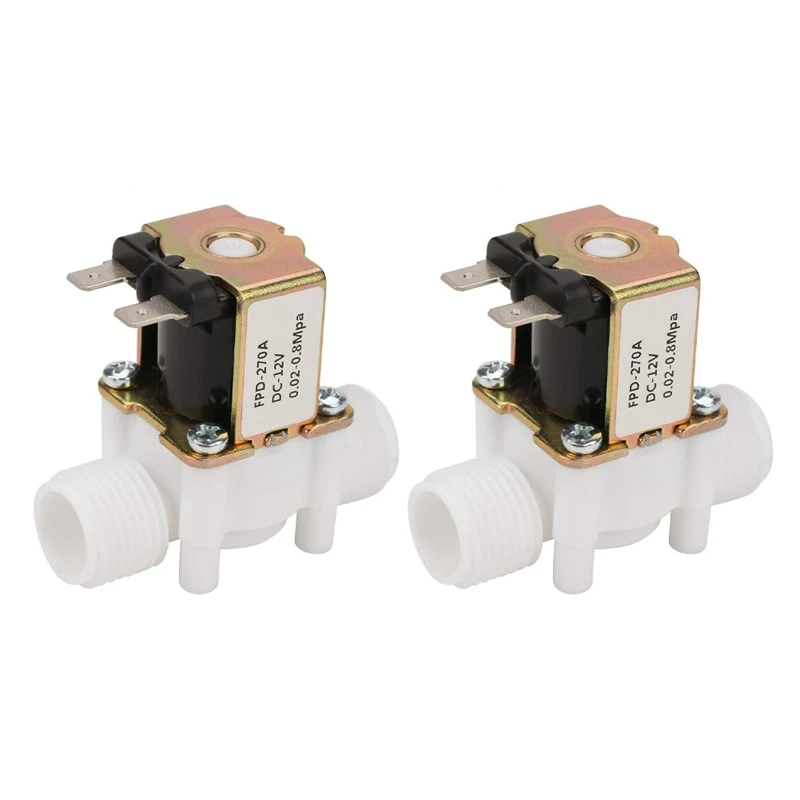 

2X Dc12v N/C Normally Closed Water Solenoid Valve G1/2-Inch Plastic Electrical Solenoid Valve For Water Dispenser