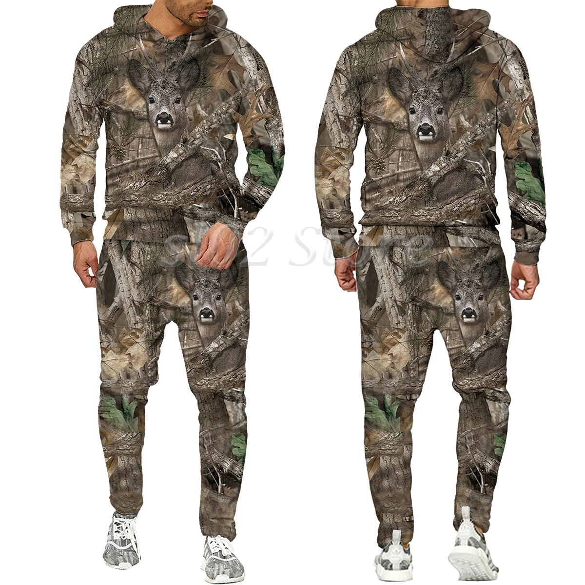 Casual Camouflage Hunting Animal Wild Boar 3D Hoodie Sweatshirt / Men\'s Tracksuit 2 Piece Set Sportwear Men Clothing Suit