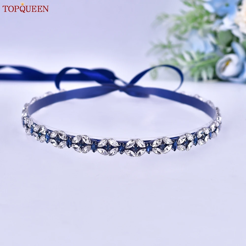 TOPQUEEN Royal Blue Gemstone Wedding Belt Formal Dress Woman Belt Bridal Belt High Quality Dress Waist Accessories S111-ML