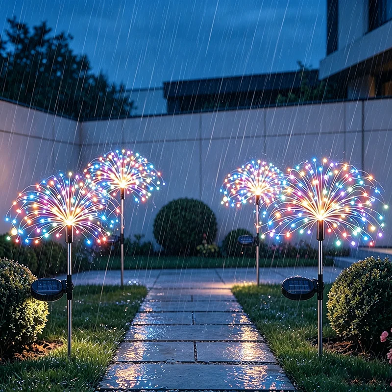 1/2/6Pcs Solar Firework Lights IP65 Waterproof LED Garden Stake Lamp White Warm Multicolor Light for Outdoor Yard Decoration