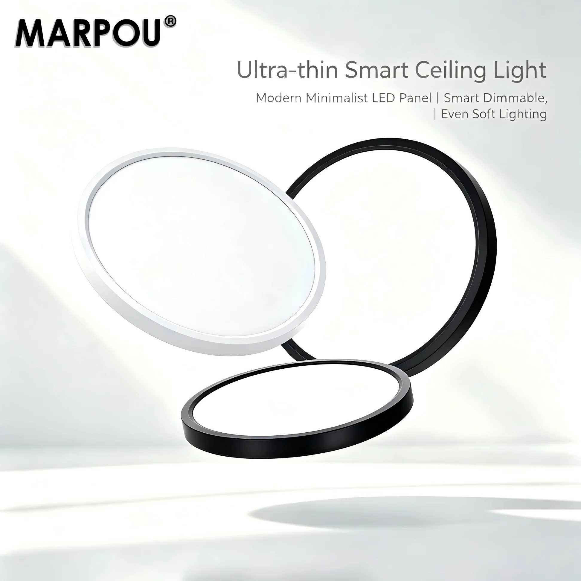 MARPOU 20inch Smart Ceiling Light APP Remote Control Ultra-Thin LED Panel Light 3 Color Temperature Adjustable Living Room Home
