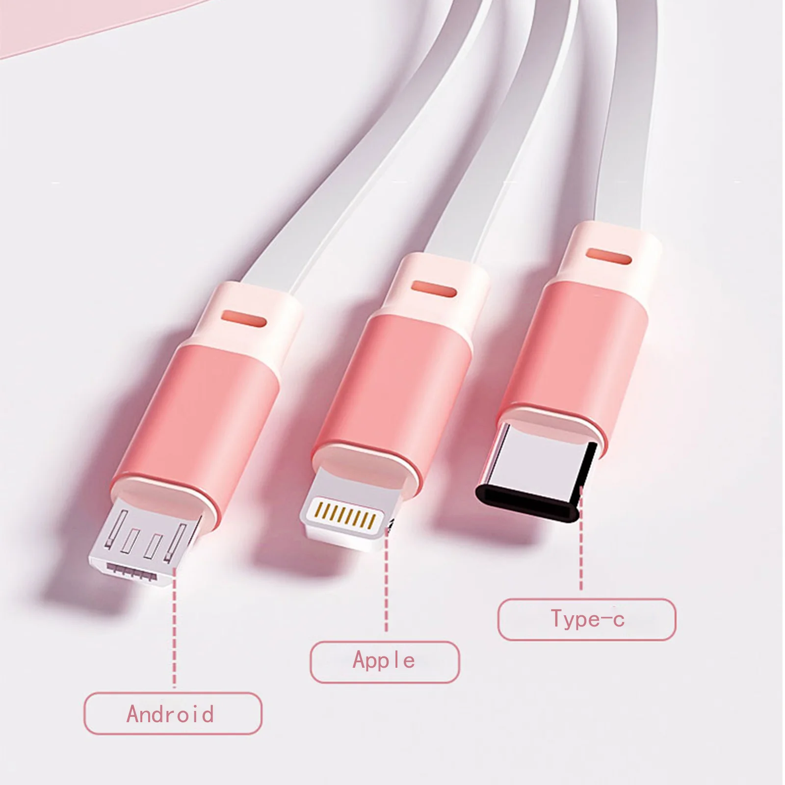Miffy-Cable de carga retráctil 3 en 1, Cable USB C para iPhone 13 14, Cargador USB tipo C de carga rápida para 14Pro, Samsung y Xiaomi