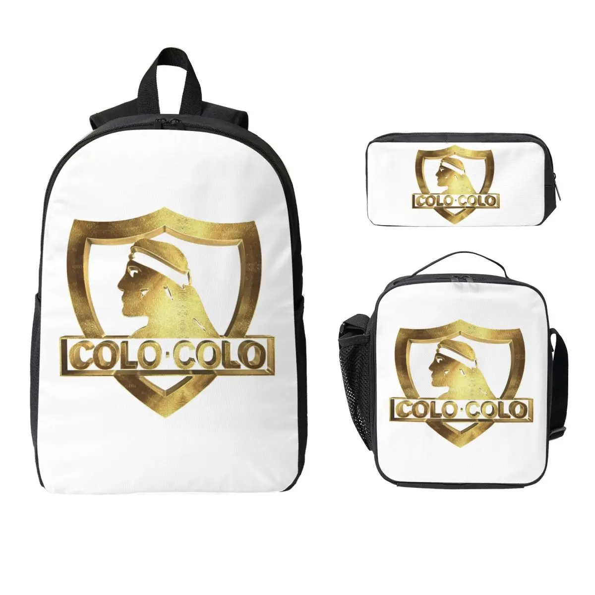 

Santiago Football Colo Barra Brava Chile Backpack BookBag School Bag Computer Shoulder Bags 3ps Insulated Lunch Bag Pencil Case