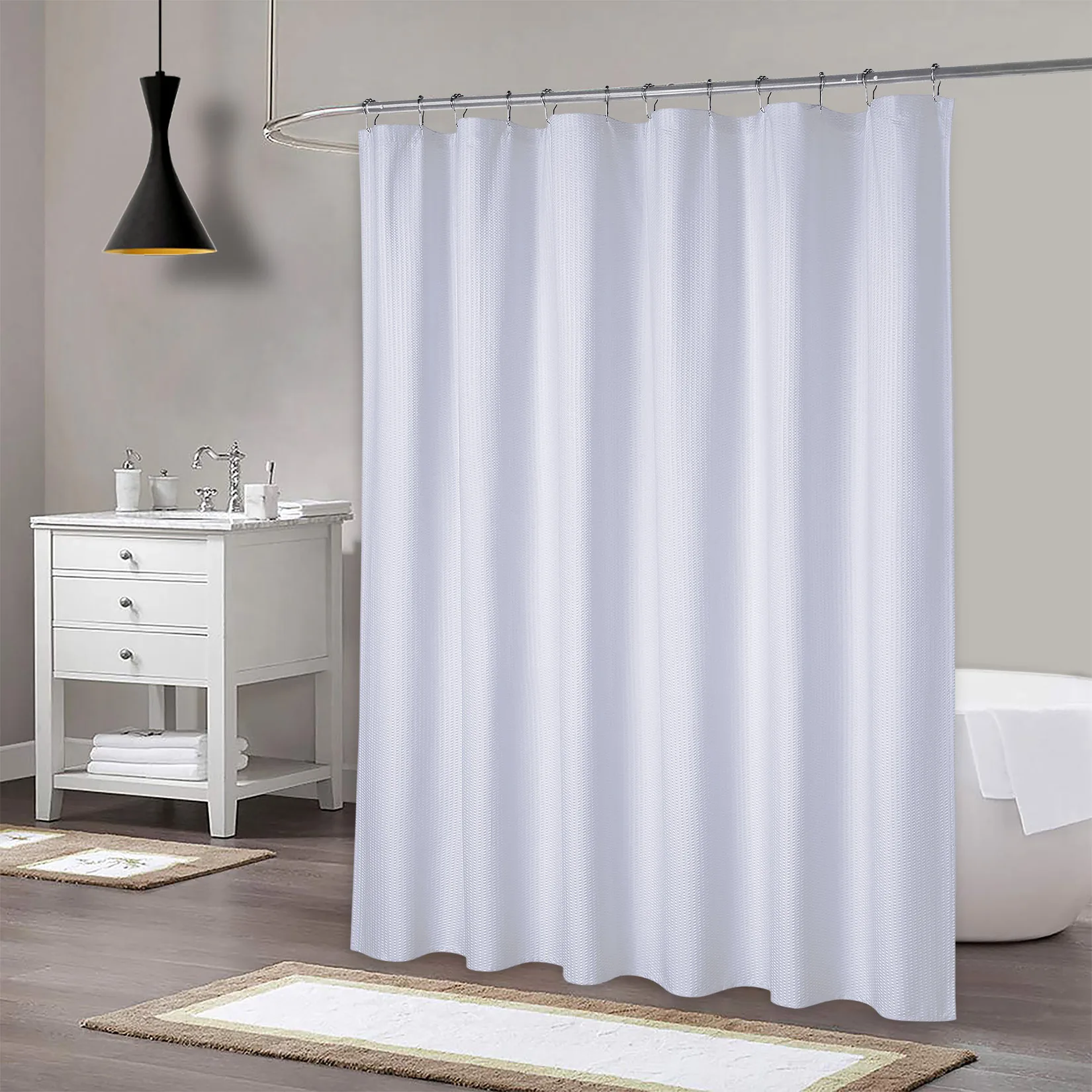 Dacron Shower Curtains Waterproof Thick Solid Color Bath Curtains For Hotel Bathroom Bath Large Wide Bath Cover With Hooks