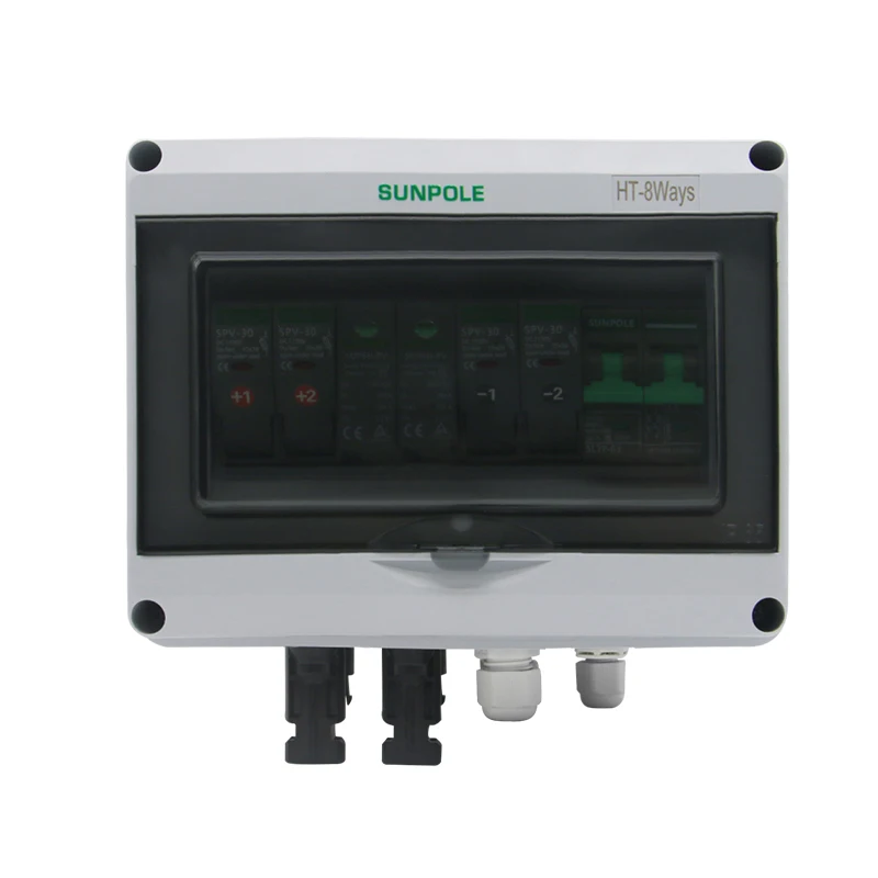 2 in 1 out 550V Solar PV Combiner Box Surge Lightning Protection DC Distribution Waterproof Outdoor Surface Mounted