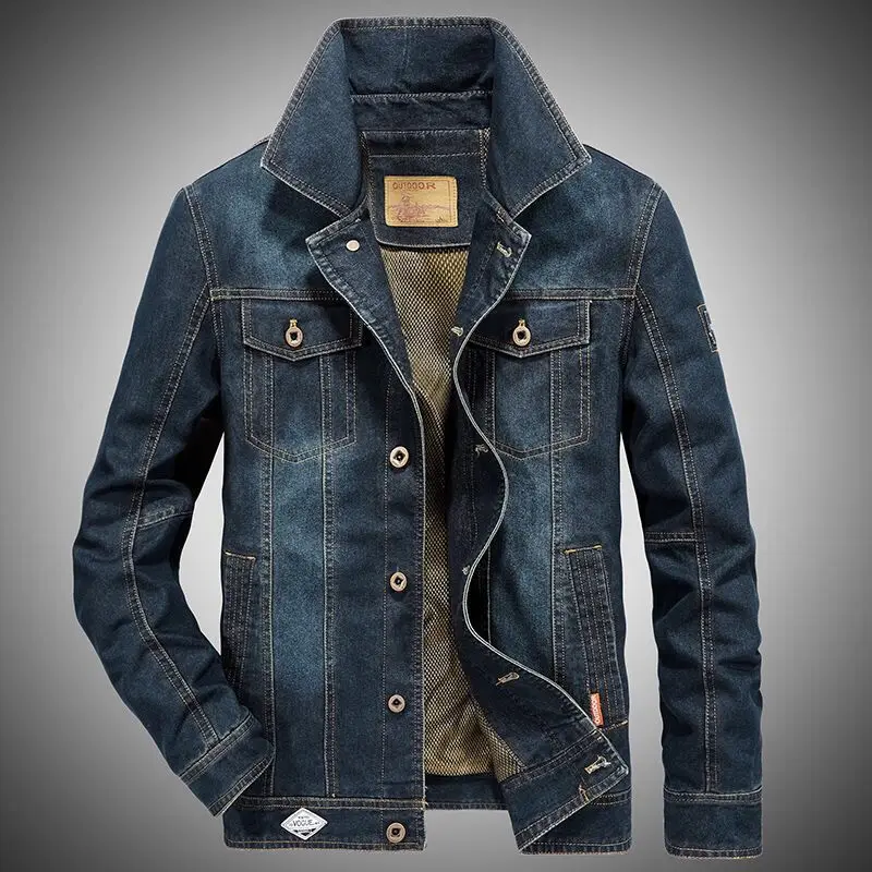 Retro Spijkerjack Heren Lente Herfst Vintage Heren Cowboy Motor Jassen Single Breasted Denim Jas Chaquetas Hombre Plus Maat 6xl