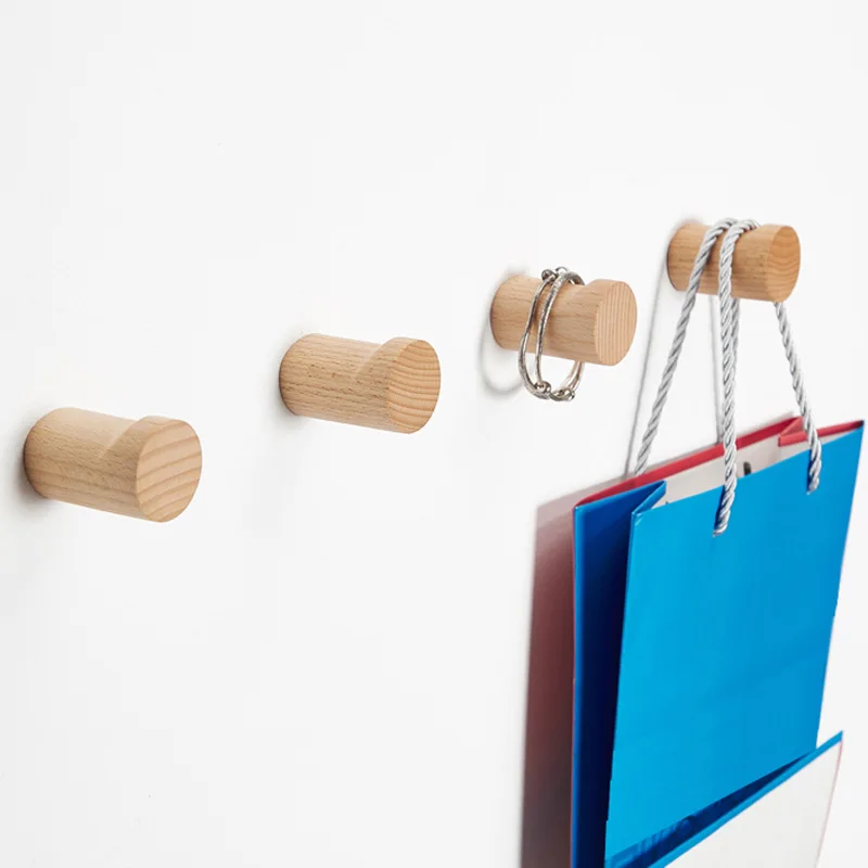 Wood Clothes Hanger Wall Mounte Coat Hook Decorative Key Holder Storage Hanger Bathroom Rack Beech Wood Hook Multi-function Hook