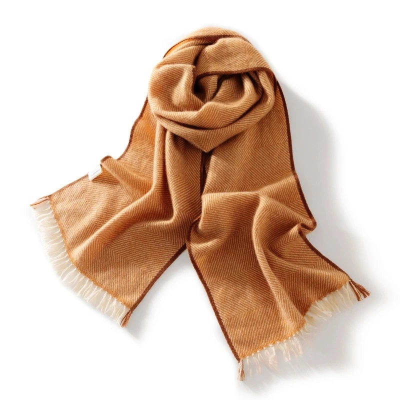 Winsleter-100%Cashmere Elegant Knit Scarf, Color Blocking Tassel, Women Versatile Casual Warm Shawl Sarves, 2026 Autumn A69643CC