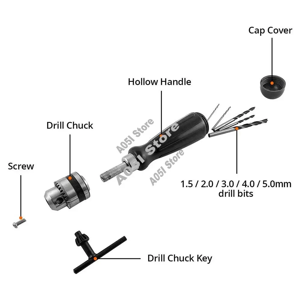 

Pin Vise Hand Drill Bits, Mini Twist Drill Bits Set, For Woodworking Precision DIY Model Jewelry Walnut Amber-A05I
