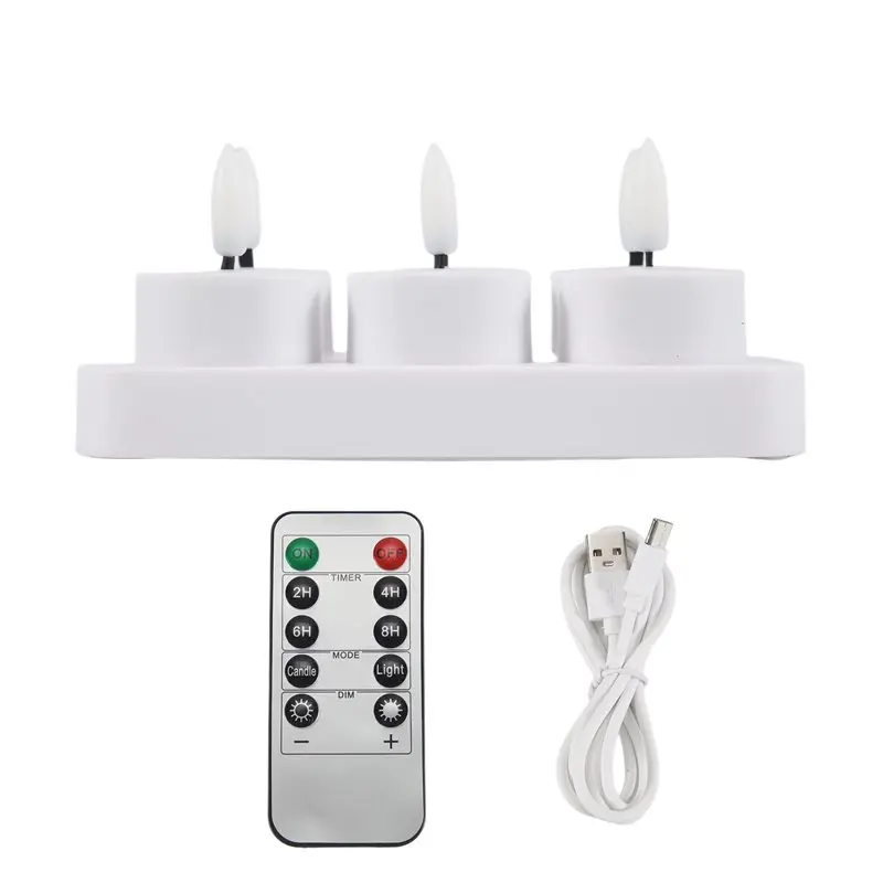 A23P Battery-Powered Flameless Tea Lights Candles With Rechargeable Charging Station 6Pcs Remote& Timer Control Included