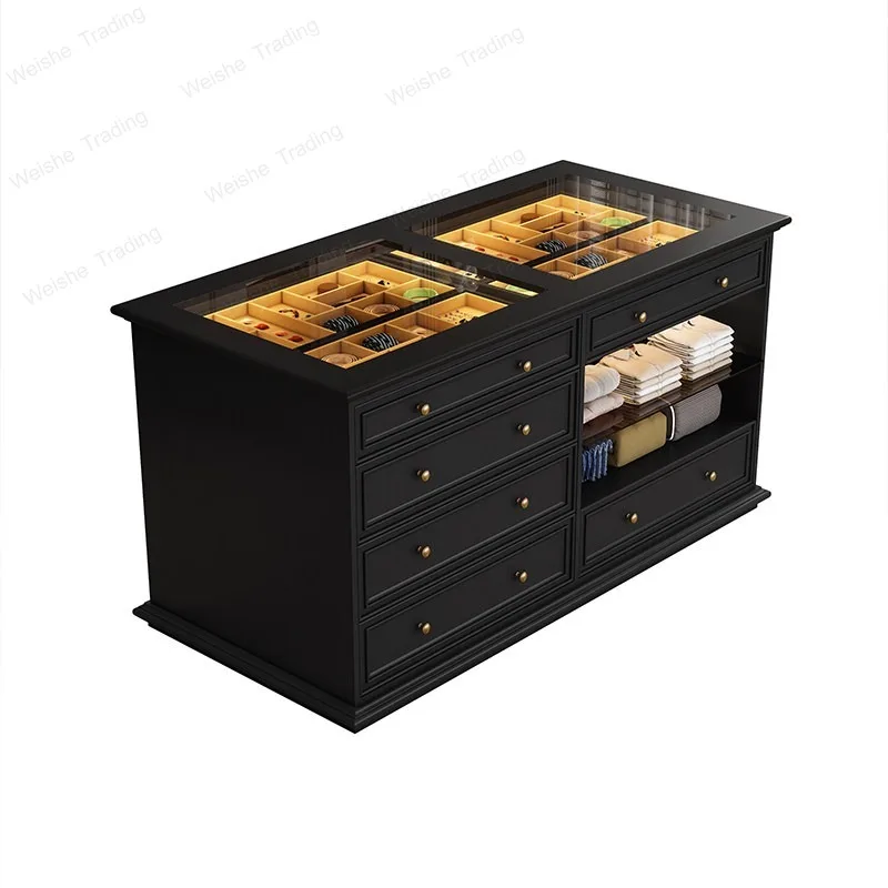 high-end jewelry cabinet, bedroom storage floor cabinet French retro jewelry display cabinet,