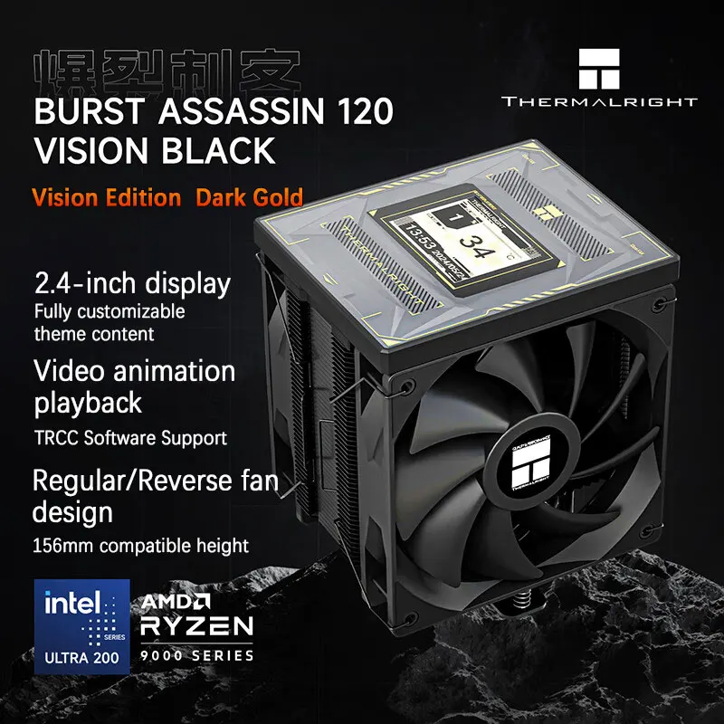 Thermalright Burst Assassin 120 VISION 6x6mm AGHP 4.0 Heatpipe Tower Luchtkoeler 2,4-inch IPS LCD voor INTEL LGA1851 1700 AMD AM5