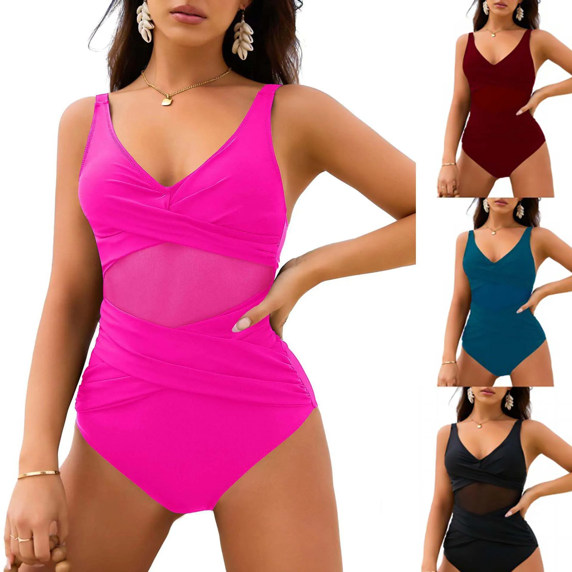 Beach Vacation Women Sexy Tummy Control One Piece Swimsuits