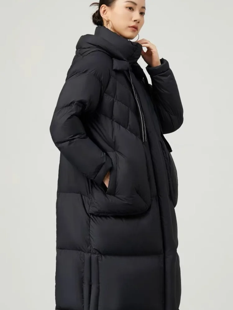 Puffer Jackets for Women, Plaid Coats, Simple Fashion, Down, Windproof, Thick, Warm, Mid-length, Winter, New, 2024