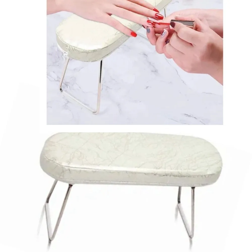 PU Leather Nail Arm Rest Foldable Holder Soft Padding Manicure Pillow Striped Leather Non-Slip Cushion Nail Hand Rest Home Use