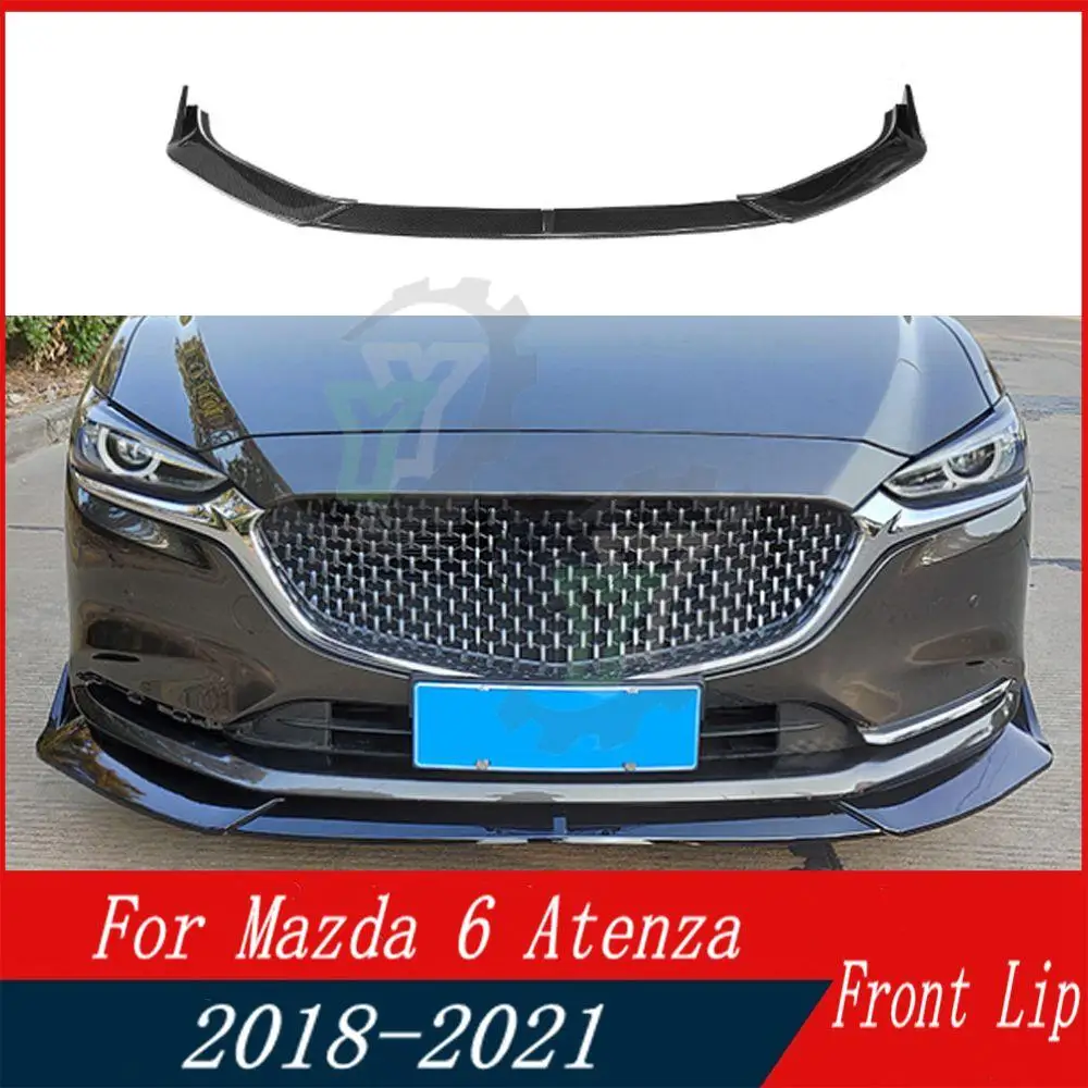 3PCS Car Front Bumper Lip Spoiler Splitter Diffuser Detachable Body Kit Cover Guard For Mazda 6 Atenza 2019 2020 2021