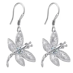 Hot new fashion silver Plated for women lady wedding party cute nice factory direct charm women dragonfly earrings jewelry