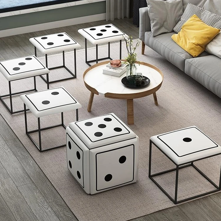 5 in 1 Dice Rubik's Cube Stool Household Storage Small Apartment Sofa Stool Living Room Stackable Combination Coffee Table