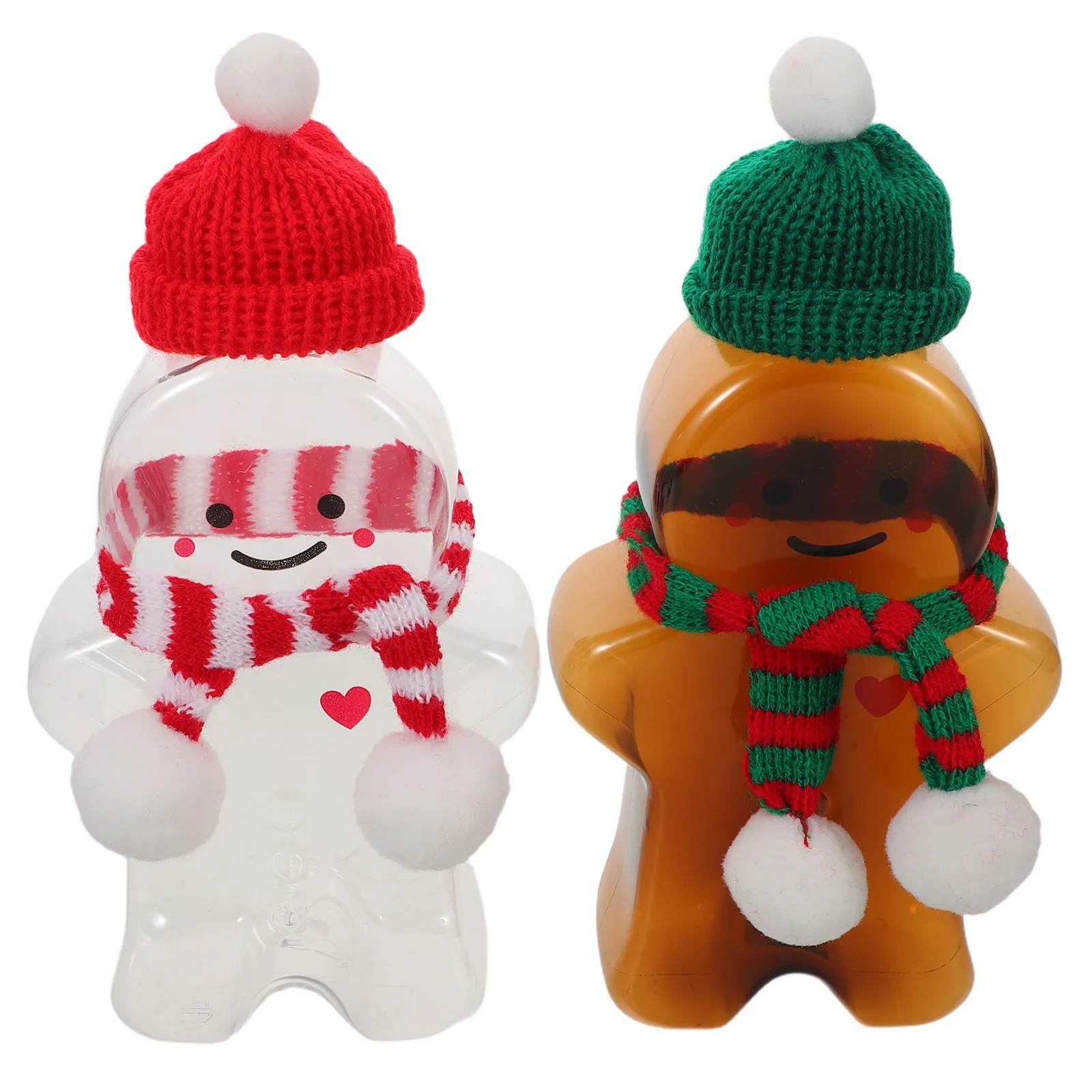 

1Set Gingerbread Man Bottle 500ml Christmas Plastic Juice Bottle Hat Scarf Reusable Drink Container Holiday Celebration